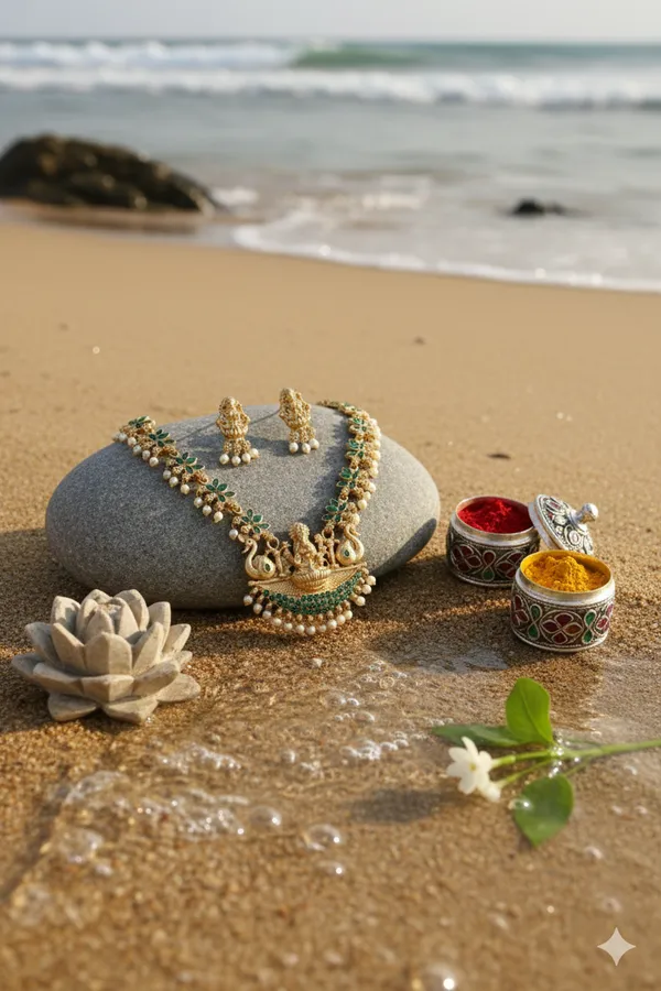 Green_Alloy_Goddess_Lakshmi_Peacock_Temple_Necklace_Set_For_Women