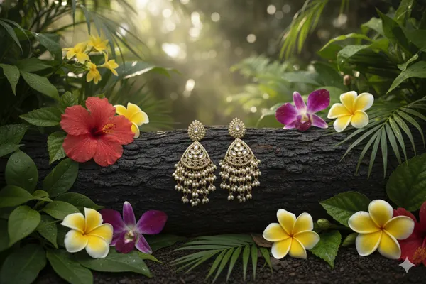 White_Alloy_Kundan_Beaded_Earrings_With_Hair_Chain_For_Women