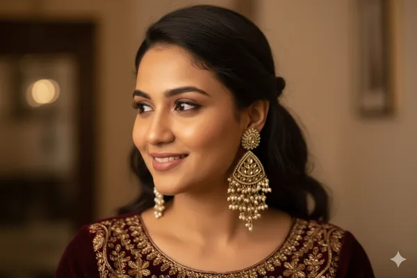 White_Alloy_Kundan_Beaded_Earrings_With_Hair_Chain_For_Women