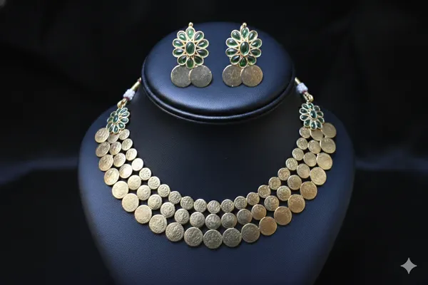 Green_Alloy_Lakshmi_Coin_Choker_Set_For_Women