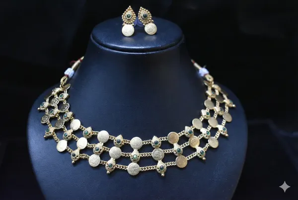 Green_Alloy_Lakshmi_Coin_Designer_Choker_For_Women