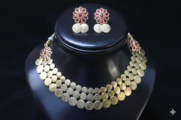 Red_Alloy_Lakshmi_Coin_Choker_Set_For_Women