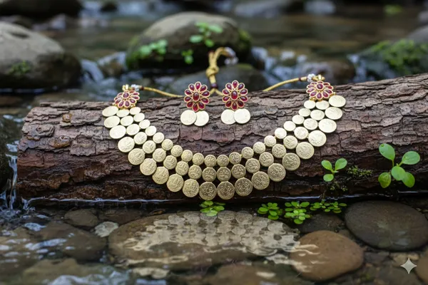 Red_Alloy_Lakshmi_Coin_Choker_Set_For_Women