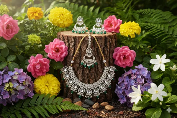 Green_Alloy_Kundan_Diamond_Beaded_Necklace_Set_With_Mangtika_For_Women