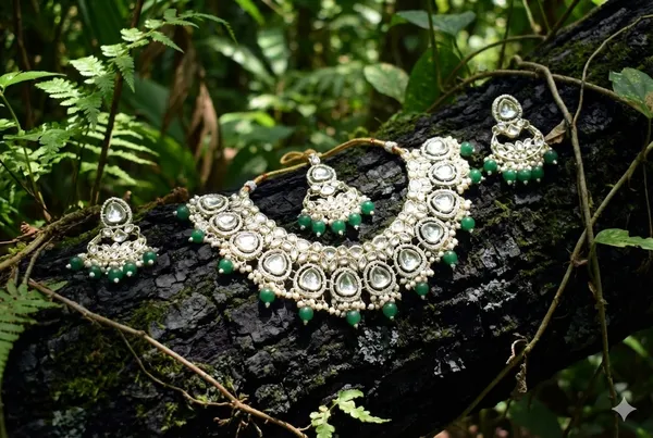 Green_Alloy_Kundan_Diamond_Beaded_Necklace_Set_With_Mangtika_For_Women