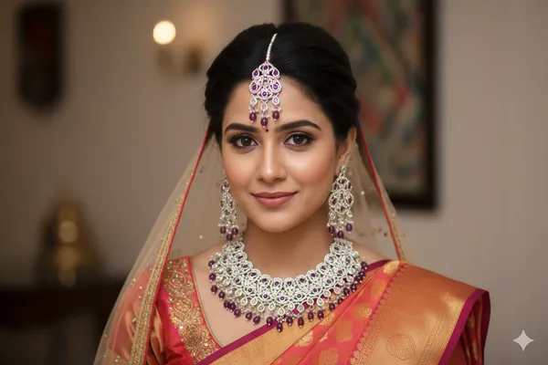 Wine_Alloy_Diamond_Studded_Beaded_Bridal_Choker_Set_With_Mangtika_For_Women