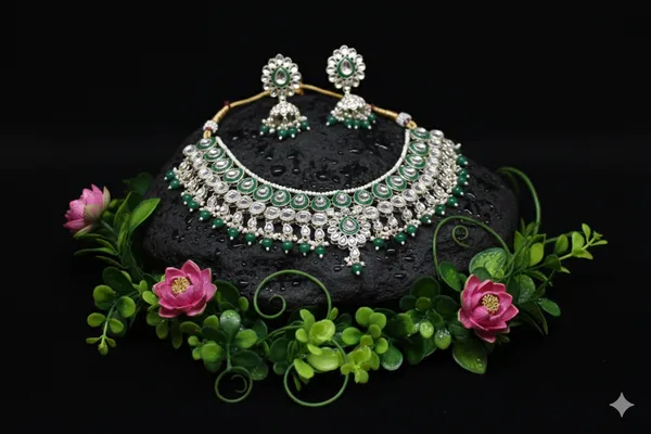 Green_Alloy_Meenakari_Kundan_Pearl_Choker_Set_With_Jhumkas_For_Women