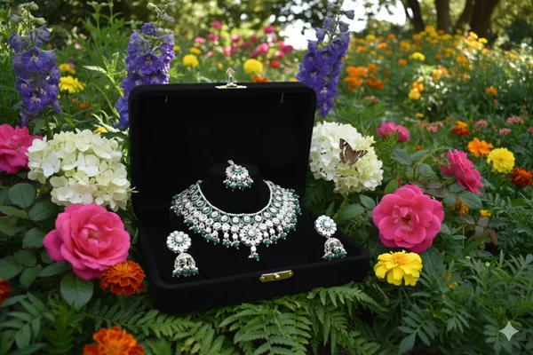 Green_Alloy_Meenakari_Kundan_Pearl_Choker_Set_With_Jhumkas_For_Women