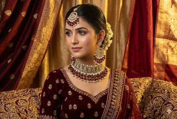 Ruby_Alloy_Bridal_Choker_Necklace_Set_With_Mangtika_For_Women