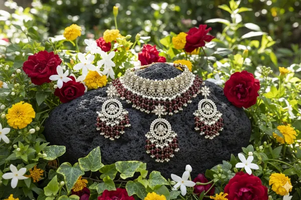 Ruby_Alloy_Bridal_Choker_Necklace_Set_With_Mangtika_For_Women
