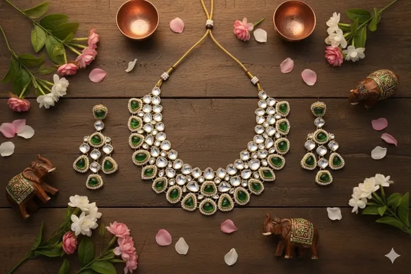 Green_Alloy_Kundan_Bridal_Choker_Set_With_Mangtika_For_Women