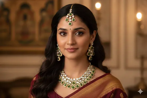 Green_Alloy_Kundan_Bridal_Choker_Set_With_Mangtika_For_Women