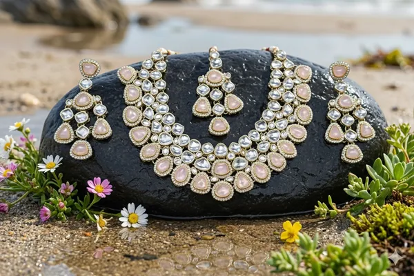 Peach_Alloy_Kundan_Bridal_Choker_Set_With_Mangtika_For_Women
