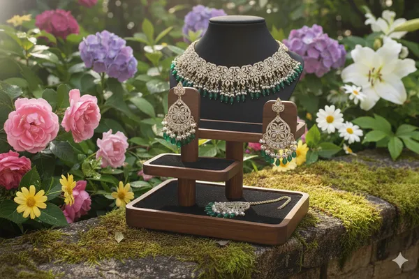 Green_Alloy_Diamond_Studded_Bead_Bridal_Choker_Set_With_Mangtika_For_Women