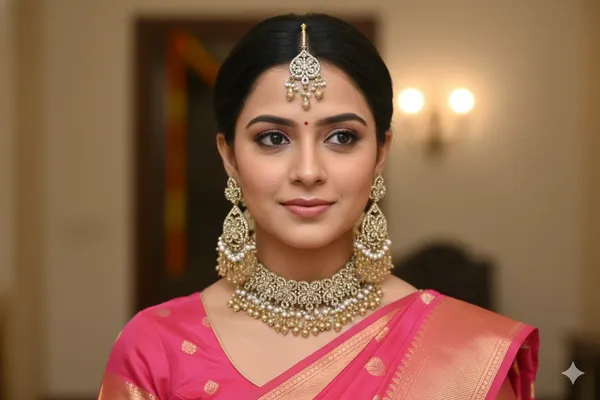 Peach_Alloy_Diamond_Studded_Beaded_Bridal_Choker_Set_With_Mangtika_For_Women
