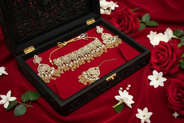 Peach_Alloy_Diamond_Studded_Beaded_Bridal_Choker_Set_With_Mangtika_For_Women