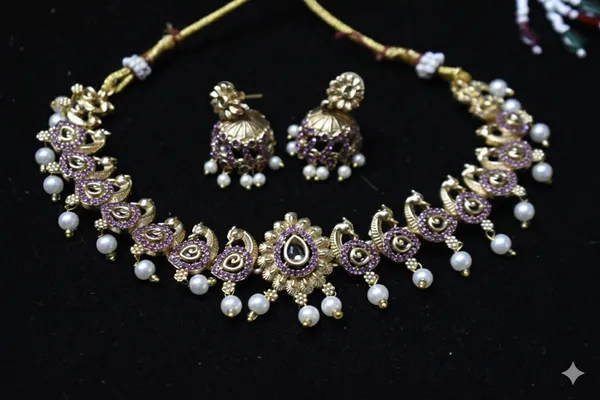 Purple_Alloy_Peacock_Choker_Set_For_Women