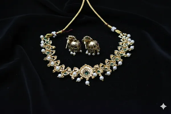 Red_And_Green_Alloy_Peacock_Choker_Set_For_Women