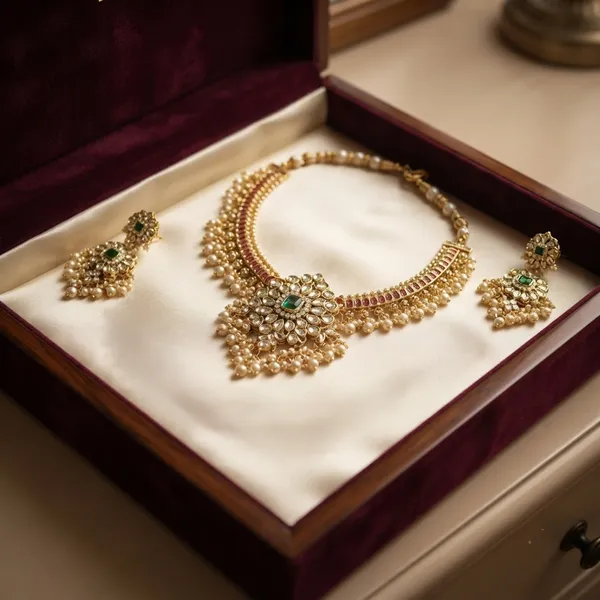 Indian_Designer_Golden_Red_Beads_&_Pearl_Necklace_Set