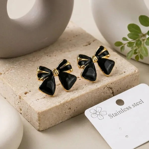 Black_And_Gold_Stainless_Steel_Bow_Stud_Earrings_For_Women_1012