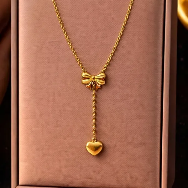 Gold_Stainless_Steel_Bow_Heart_Drop_Pendant_Necklace_For_Women2005