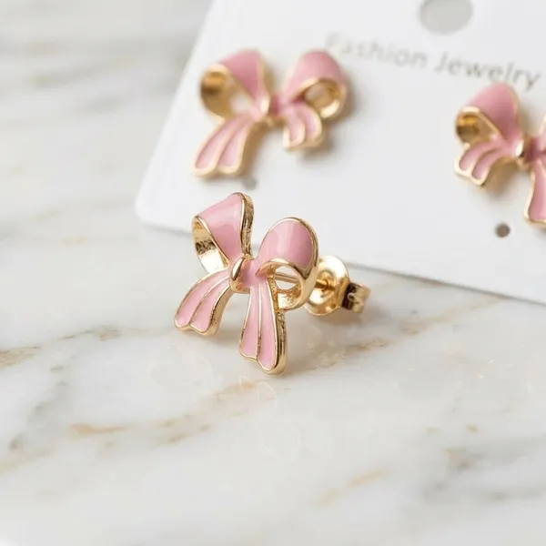 Pink_And_Gold_Enamel_Bow_Stud_Earrings_For_Women_1002