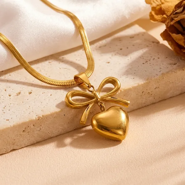 Gold_Stainless_Steel_Heart_Bow_Pendant_Necklace_For_Women_2006