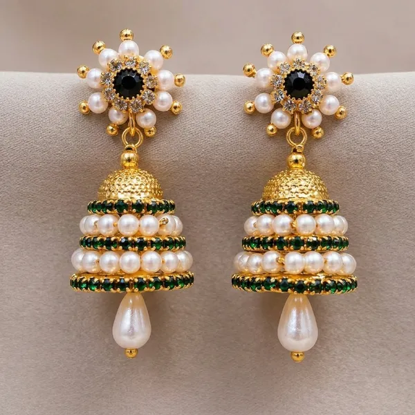 Gold_Green_Stainless_Steel_Pearl_Stone_Jhumka_Earrings_For_Women_1011