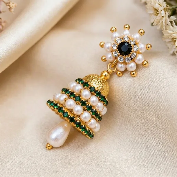 Gold_Green_Stainless_Steel_Pearl_Stone_Jhumka_Earrings_For_Women_1011
