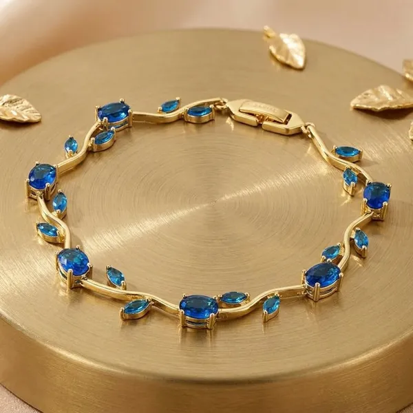 Gold_Blue_Stainless_Steel_Floral_Vine_Stone_Bracelet_For_Women_3006