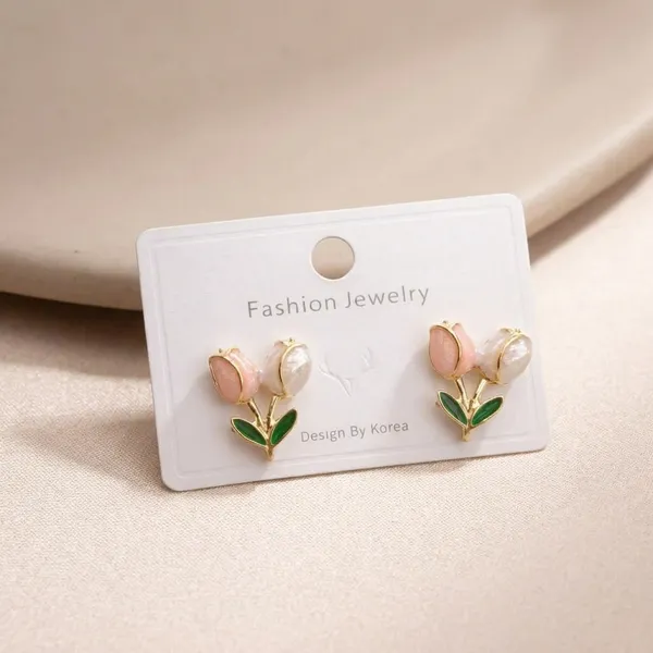 Pink_And_White_Enamel_Tulip_Floral_Stud_Earrings_For_Women_1014