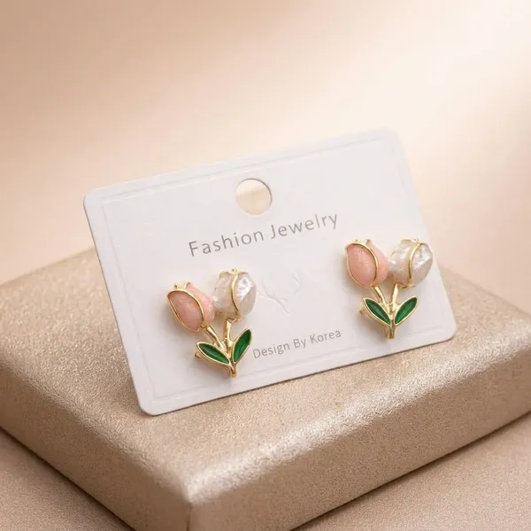Pink_And_White_Enamel_Tulip_Floral_Stud_Earrings_For_Women_1014