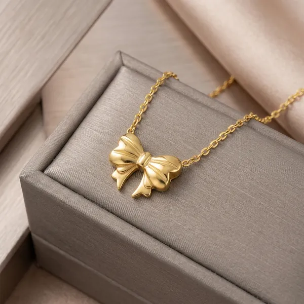 Gold_Stainless_Steel_Bow_Pendant_Necklace_For_Women_2007