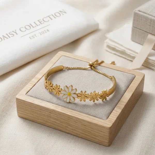 Gold_Stainless_Steel_Floral_Daisy_Adjustable_Bracelet_For_Women_3003