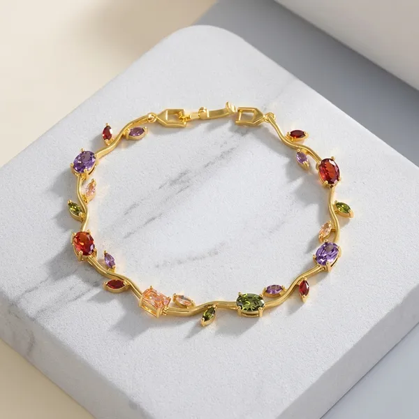 Gold_And_Multicolor_Stainless_Steel_Multi_Stone_Twisted_Link_Bracelet_For_Women__3001