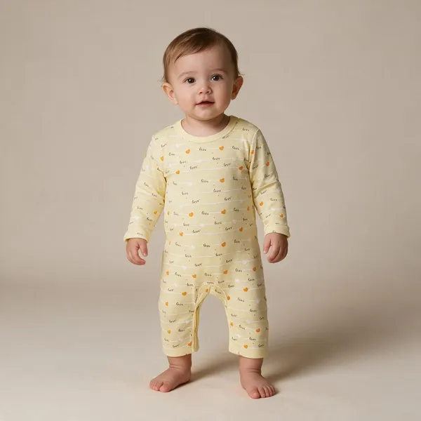 Yellow_Cotton_Interlock_Romper_For_Unisex