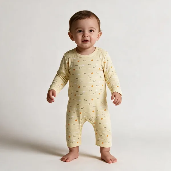 Yellow_Cotton_Interlock_Romper_For_Unisex