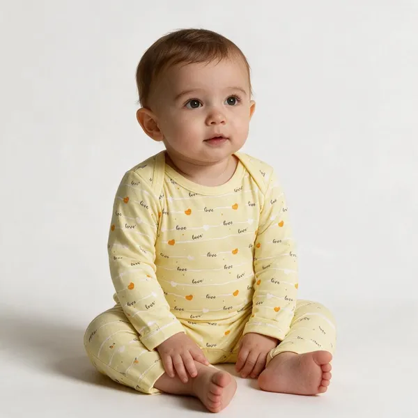 Yellow_Cotton_Interlock_Romper_For_Unisex