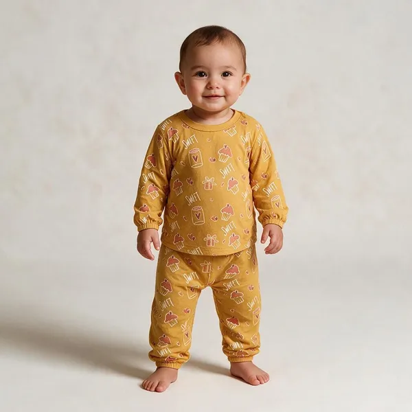 Yellow_Cotton_Single_Jersey_Nightsuit_For_Girls