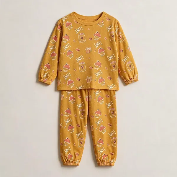 Yellow_Cotton_Single_Jersey_Nightsuit_For_Girls