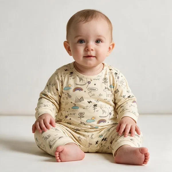 Cream_Cotton_Single_Jersey_Nightsuit_For_Girls
