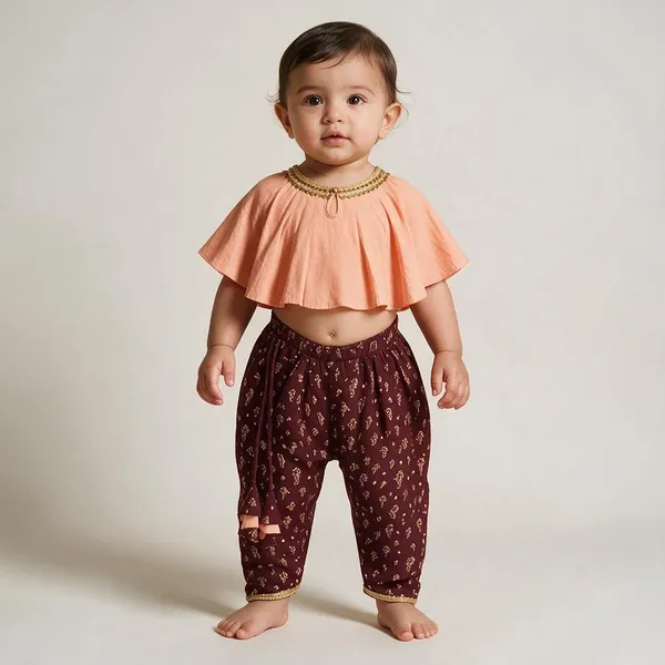 Peach_&_Maroon_Cotton_Co_Ord_Set_For_Girls