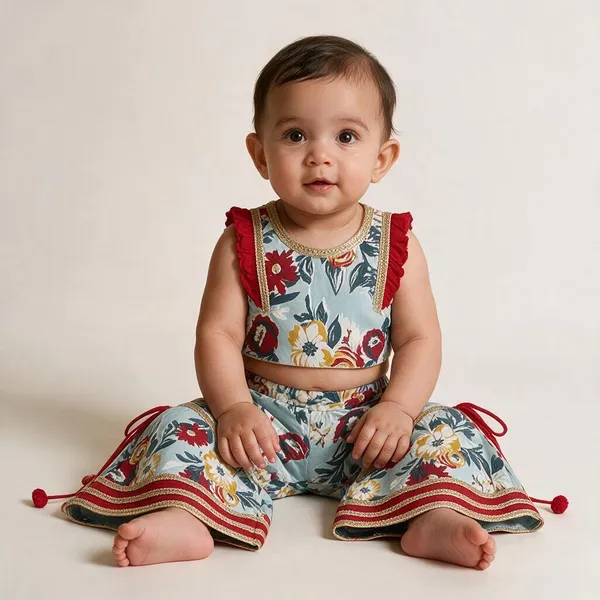 Aqua_&_Red_Cotton_Ethnic_Dress_For_Girls