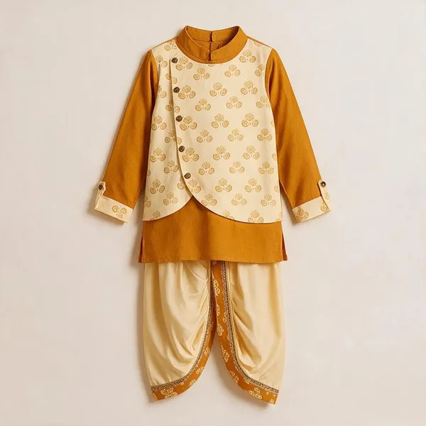 Cream_&_Mustard_Cotton_Ethnic_Co_Ord_Set_For_Boys