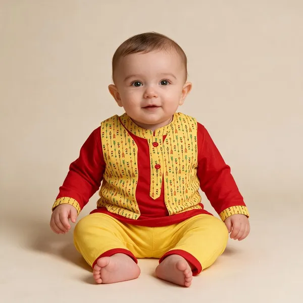 Red_&_Yellow_Cotton_Ethnic_Kurta_Set_For_Boys