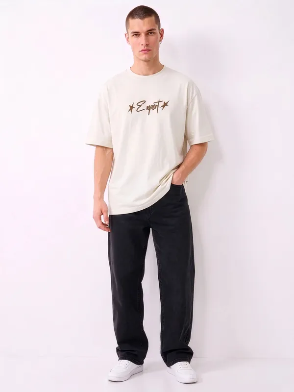 Cream_Graphic_Print_Oversized_T-Shirt_For_Men