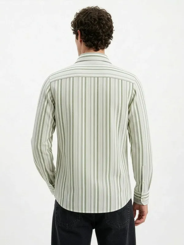Green_Striped_Cotton_Slim_Fit_Shirt_For_Men