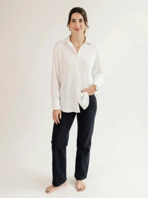 White_Plisse_Textured_Oversized_Shirt_|_Wrinkle_Free_Button_Down