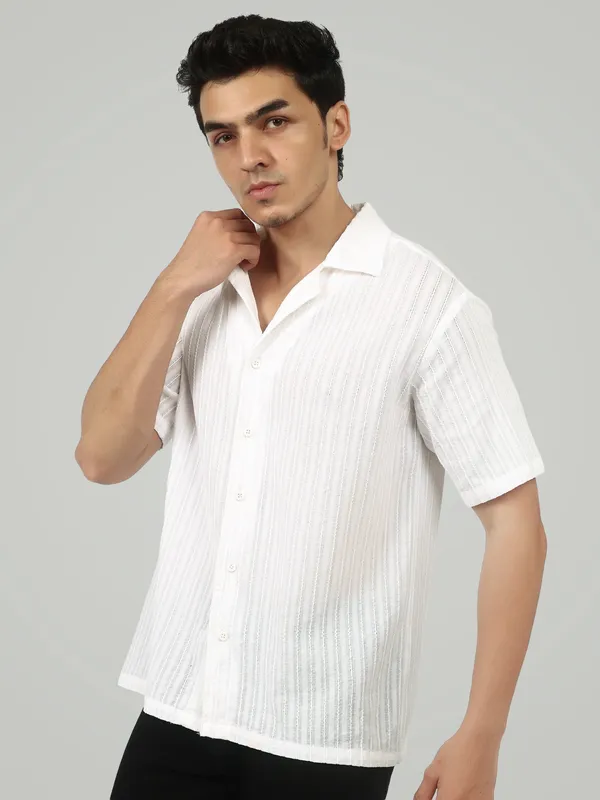 White_Textured_Resort_Shirt