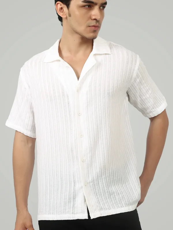 White_Textured_Resort_Shirt